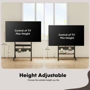 FITUEYES Rolling TV Stand for 40-85 inch Large LCD/LED TVs, Height Adjustable and with One Shelf