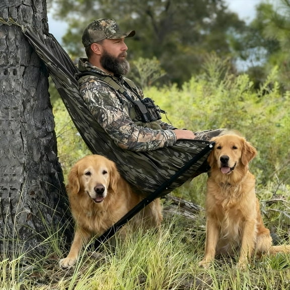 Low Down Hunting Seat – Adjustable Silent Tree Seat for Deer Hunting, Portable Low Profile Hunting Chair for Tree, Ground & Saddle Hunting，Camping Stool