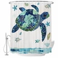 thumbnail image 2 of Blue Teal Coastal Turtle Waterproof Fabric Shower Curtain,Summer Beach Starfish Nautical Waterproof Fabric Shower Curtain for Bathroom Curtains Bathtubs Shower Curtains with 12 Hooks Extra Long 72x96, 2 of 8