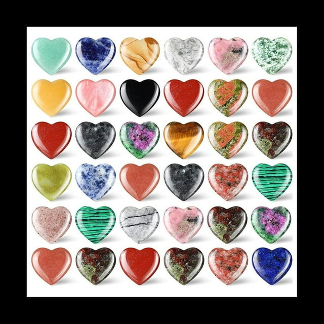 36 Piezas de Piedra de CorazóN, Piedra de PreocupacióN, CorazóN, , Piedra Curativa, Cristal A Granel, 0,8 Pulgadas, 20 Mm, Surtido, Mini Piedra Tallada de Amor