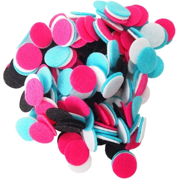 Playfully Ever After Black, Pink, Turquoise & White Craft Felt Circles (3/4 Inch - 300pc)