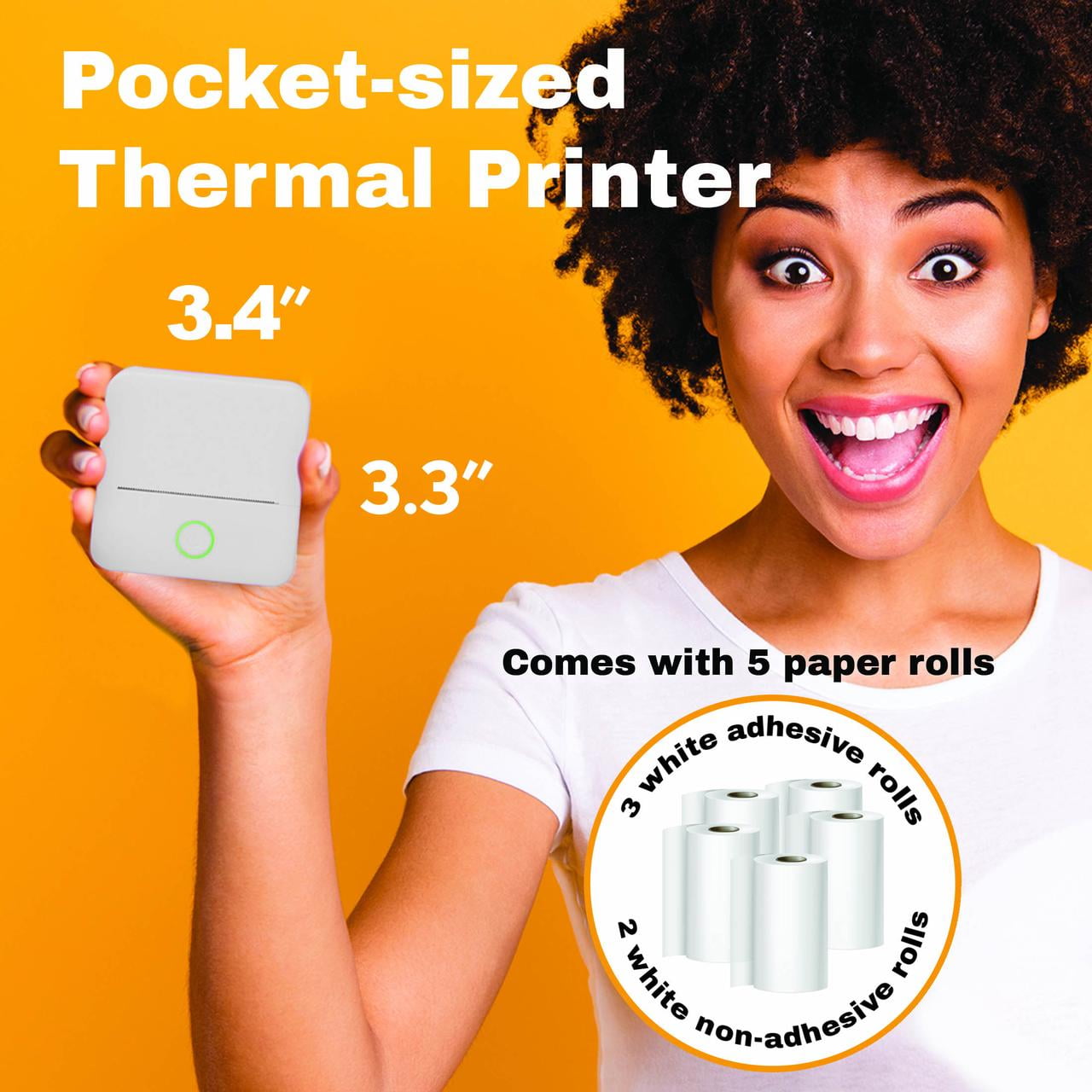 Core Innovations CTP500 Wireless Mini Portable Inkless Thermal Printer & Label Maker + Paper, Android & iOS (White)