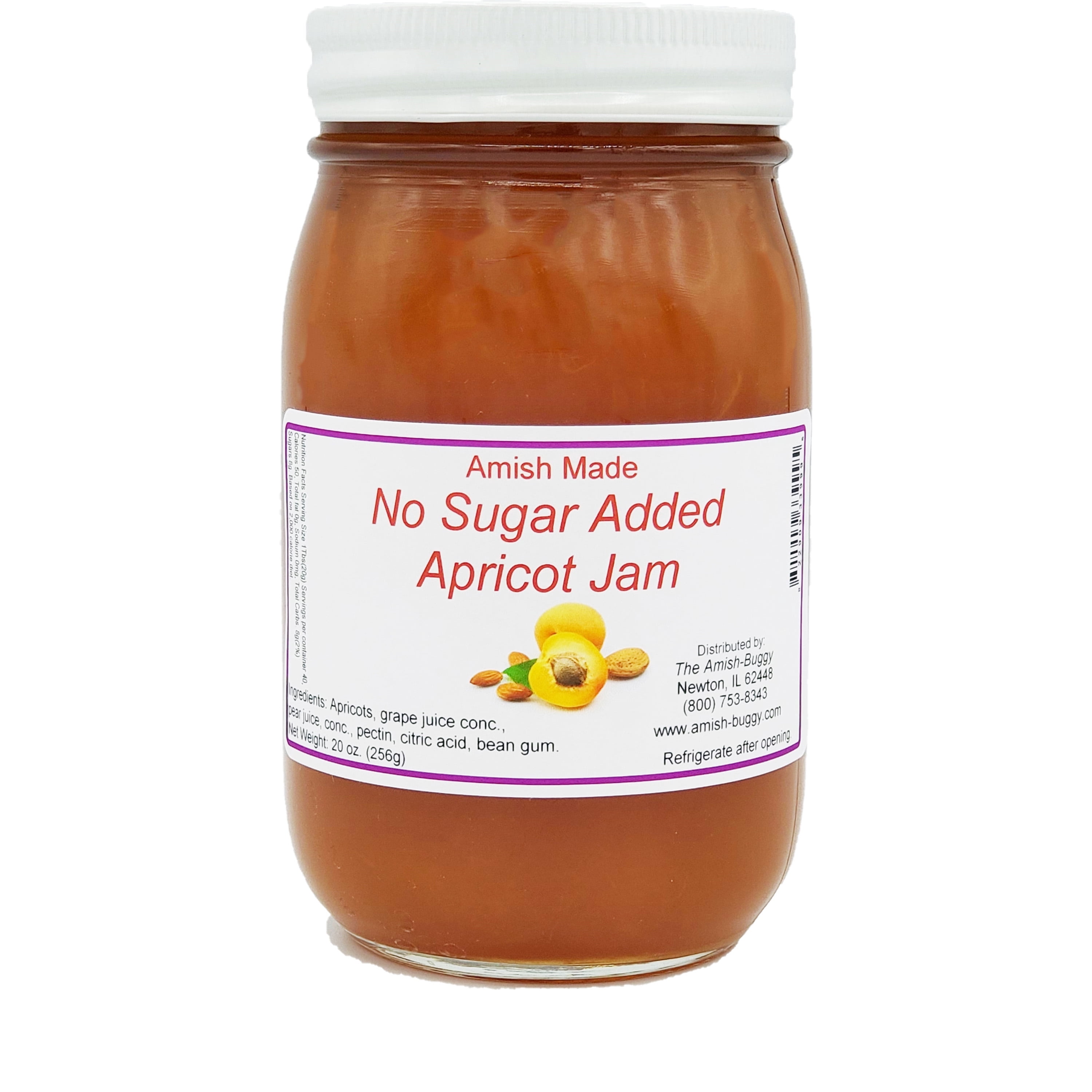 Amish Jam - No Sugar Added - 16 Oz Jar (Apricot 2 jars)