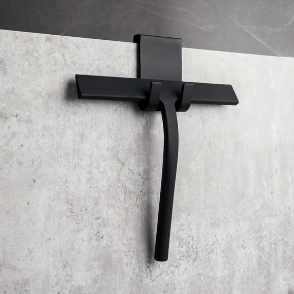 All-Purpose Shower Squeegee for Shower Doors, Bathroom, Window and Car Glass, Ergonomic Non-Slip Handle by KAUKKO (Black)