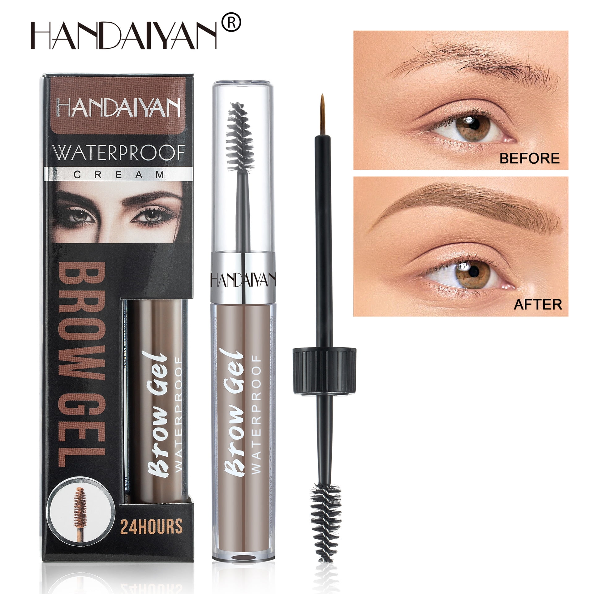 WECENT Waterproof Brow Gel Liquid Eyebrow Dye DoubleHead Eyebrow Brush