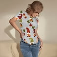 thumbnail image 3 of KLL Women 's Crew Neck Bodysuit Jumpsuits Cute Autumn Gnomes Print Short onesies Stretch T Shirts, 3 of 5