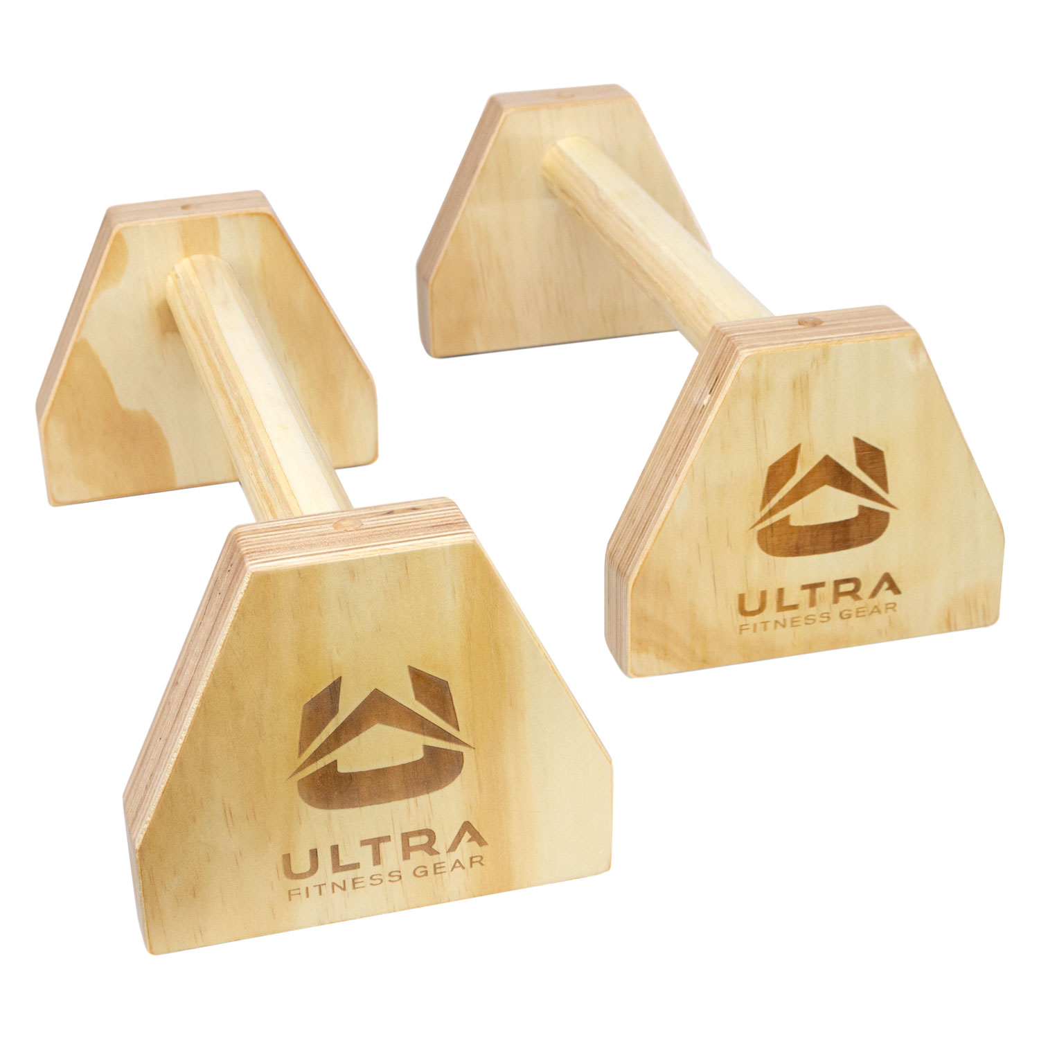 Ultra Fitness Gear 18 Inch Parallettes, Wooden Push Up Bar. Good for L