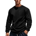 thumbnail image 2 of ohmzyzo Mens Patchwork Crewneck Sweatshirt Long Sleeve Lightweight Top Casual Workout Pullover Shirt Loose Fit Solid Color Tops L, 2 of 9