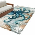 thumbnail image 2 of Teal Octopus Coastal Area Rugs 2.7x5 for Living Room, Summer Beach Vintage Nautical Non Slip Washable Rug Runner, Low Pile Indoor Floor Carpet Mat Bathroom Rugs for Bedroom, Kids Room, 2 of 9