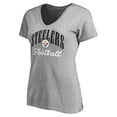 thumbnail image 2 of Women's Heather Gray Pittsburgh Steelers Victory Script V-Neck T-Shirt, 2 of 3