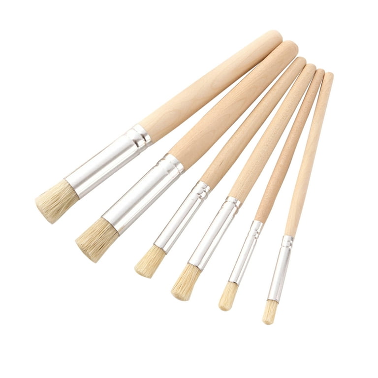 6pcs Wooden Stencil Brushes for Painting on Wood, Natural Bristle Stencil  Brush Art Brushes for Acrylic Paint, Wood Template Brush for Crafts Making  Oil Watercolor Art Painting (3 Sizes) 