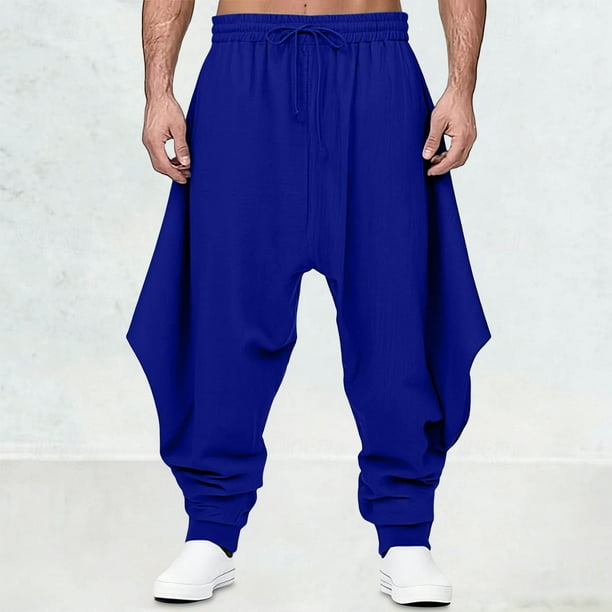 Ceisia Men's Trendy Solid Color Gift Plus Size Elastic Drawstring Waist Ankle Tied Casual Harem Pants