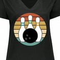 thumbnail image 4 of Inktastic Bowling Pins Ball Bowler Retro Sunset Women's Plus Size V-Neck T-Shirt, 4 of 5