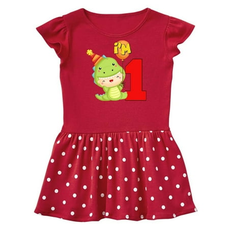

Inktastic 1st Birthday Cute Dinosaur Gift Baby Girl Dress