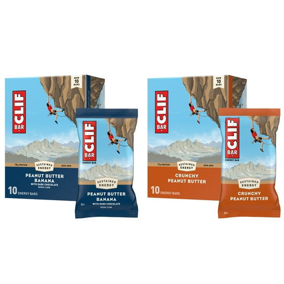 CLIF BAR Energy Protein Bars, Peanut Butter Variety Pack, 2 Flavors, 16ct