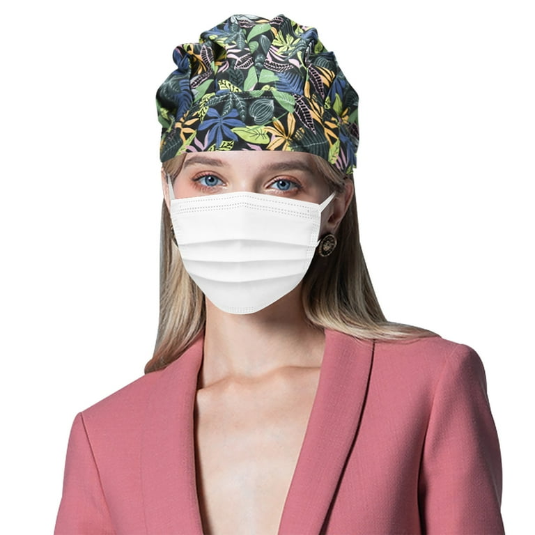 JINMGG Womens Plus Size Clearance $5 Scrub Cap Hat Suction Sweat Towel Nurse Cap Printed Baotou Cap