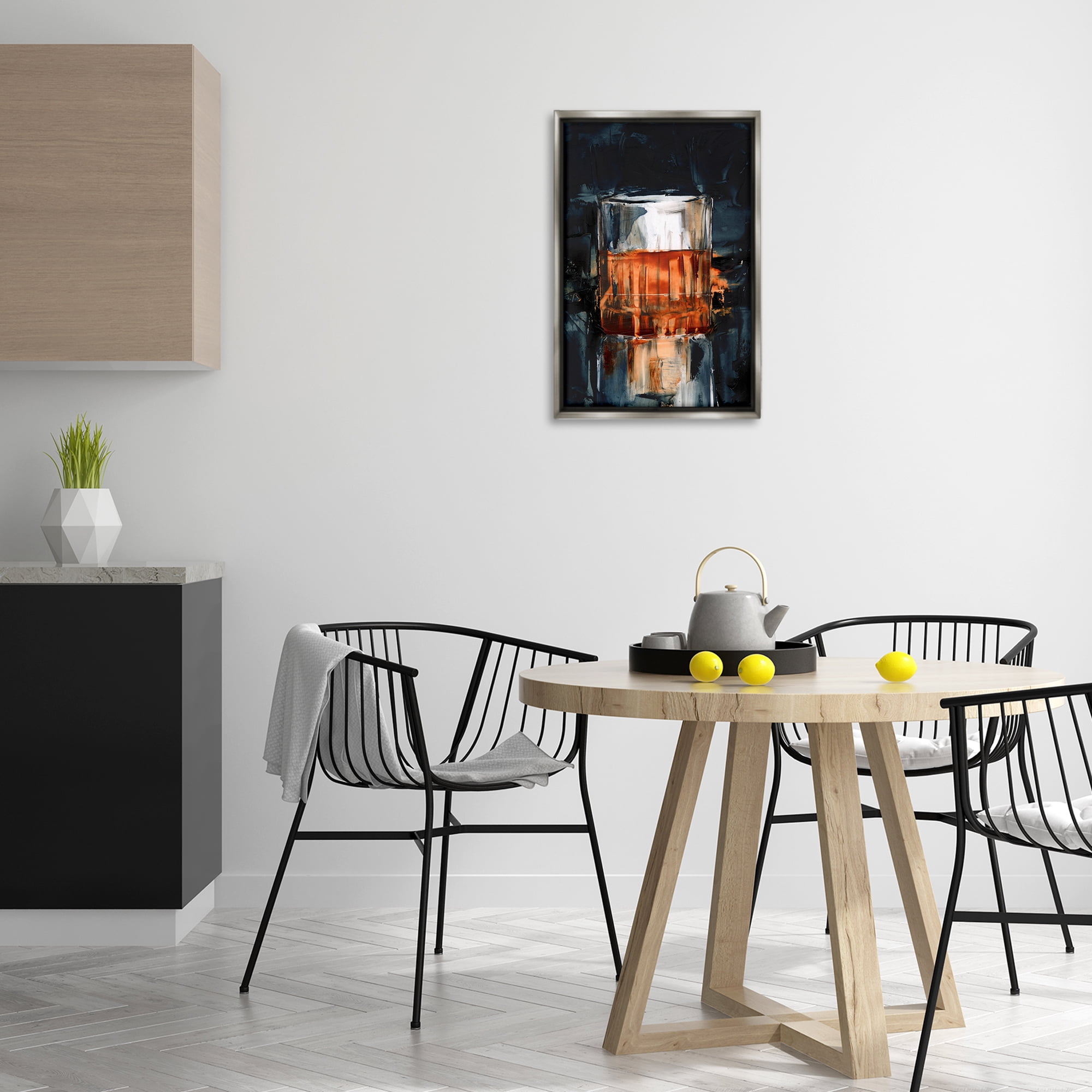 Stupell Industries Bourbon in Glass Food & Beverage Painting Gray Floater Framed Canvas Art Print Wall Art, 17 x 25