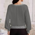 thumbnail image 6 of RYRJJ Womens Long Sleeve Shirts Sparkly Contrast Sequin Crewneck Tops Glitter Loose Fit Casual Blouses for Party Wedding(Gray,XXL), 6 of 6