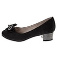 thumbnail image 3 of Badgley Mischka Girls Low Heeled Dress Pumps. (Little Kids Big Kids)Black Satin, Size: 3, 3 of 7