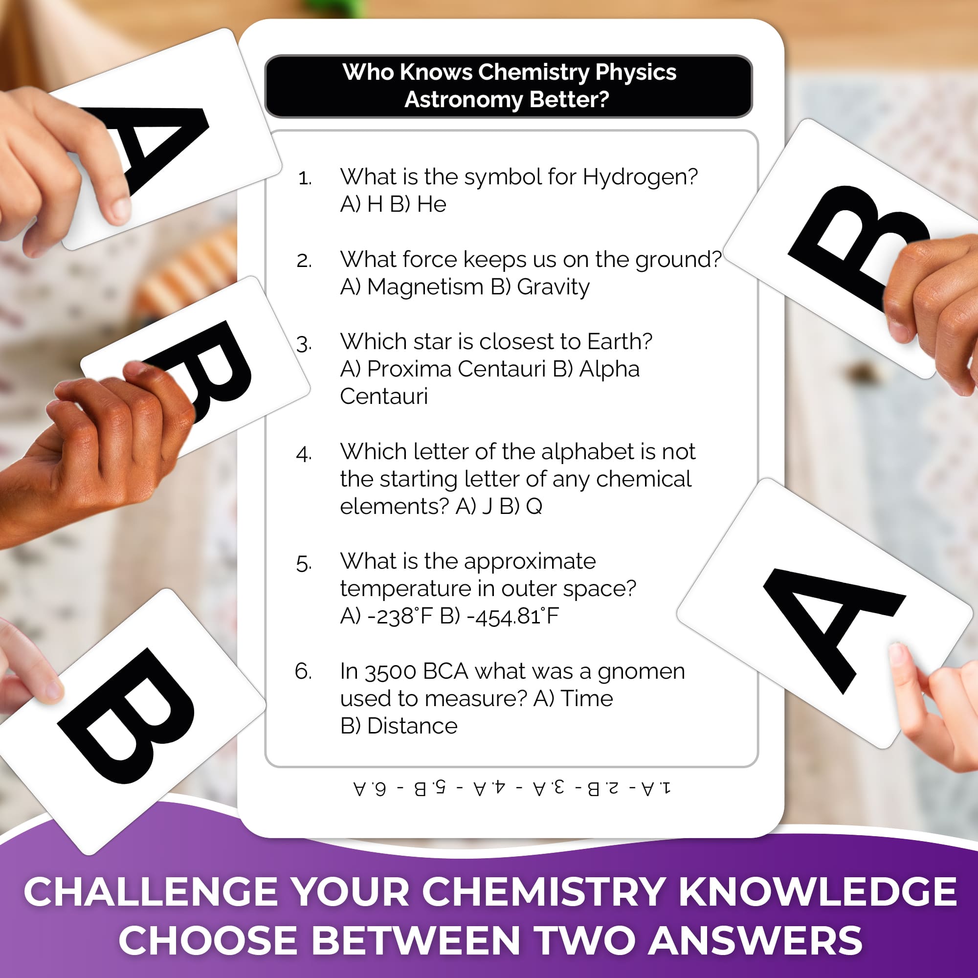 Quokka Card Game for Kids Age 12+ - Who Knows Chemistry Physics Astronomy Better? Educational Game for Teens and Adults