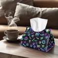 thumbnail image 4 of COEQINE Tissue Box Cover PU Leather Napkin Tissue Case Rectangle Tissue Holder Modern Table Dryer Sheet Dispenser for Creative Home Kitchen Car Halloween Decor, Cat Pumpkin Bat Skull Colorful, 4 of 7