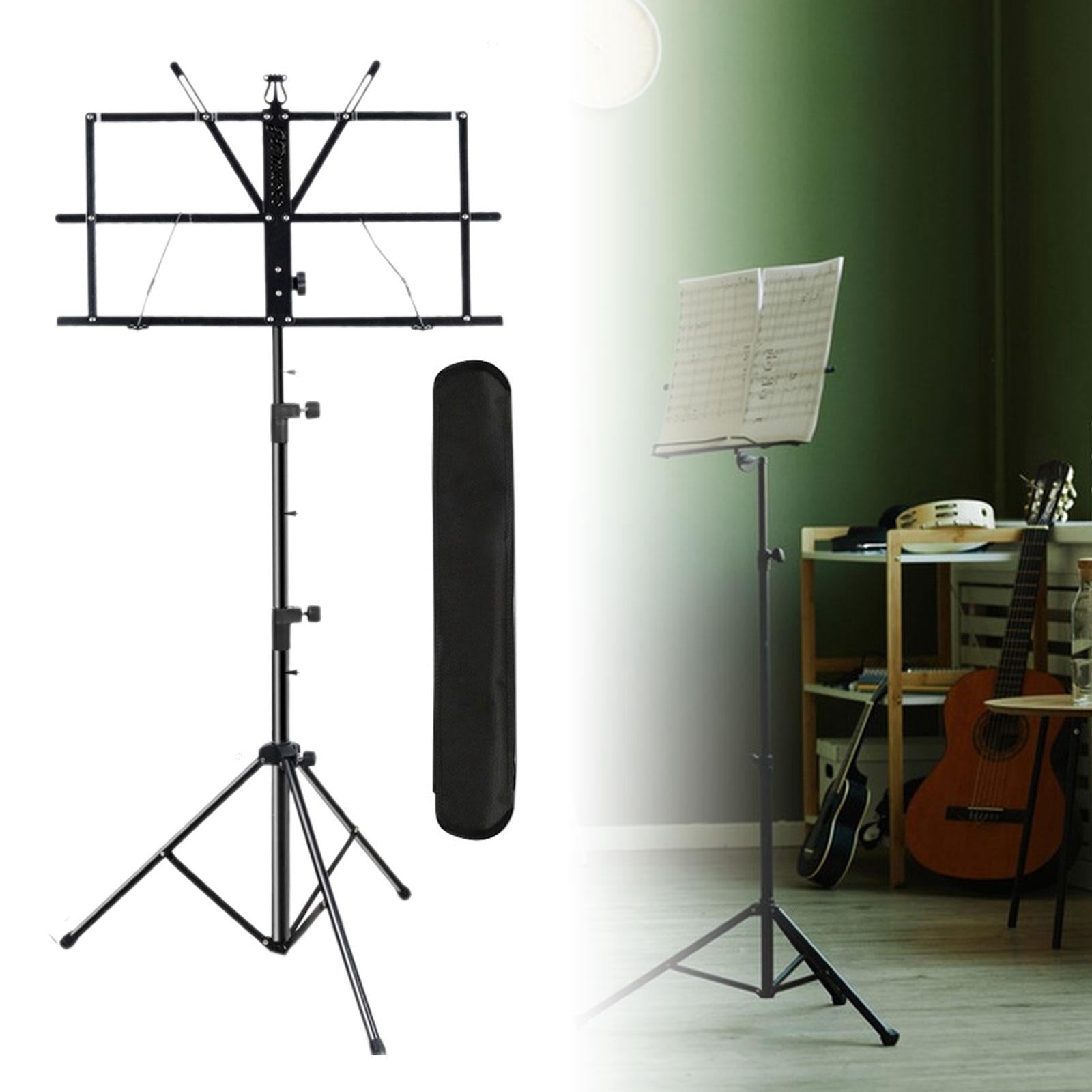 MERIGLARE Sheet Music Stand Height Adjustable Stable Anti Slip Music Note Holder Book Stand for Travel Classroom Orchestra Band Black