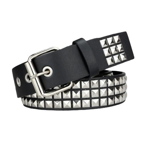 Y2K Black Studded Belt Punk Rock Rivet Belt Grommet Threads Belt with Bright Metal Pyramid for Women Men Y2K Black Studded Belt Punk Rock Rivet Belt Grommet Threads Belt with Bright Metal Pyramid for Women Men