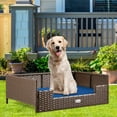 thumbnail image 2 of Dextrus Rattan Dog Bed for Large Medium Dogs and Cats, 34.6''Lx23.6''Wx11.8''H Indoor Outdoor Pet Bed with Blue Cushion, 2 of 7