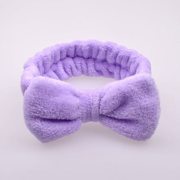 Diadema de felpa con lazo de vellón coral de color liso y simple para mujer, banda elástica para el pelo con desmaquillaje facial, accesorios para el cabello de belleza