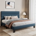 thumbnail image 3 of Sha Cerlin Full Size Platform Bed Frame with Upholstered Fabric Headboard, Blue, 3 of 9