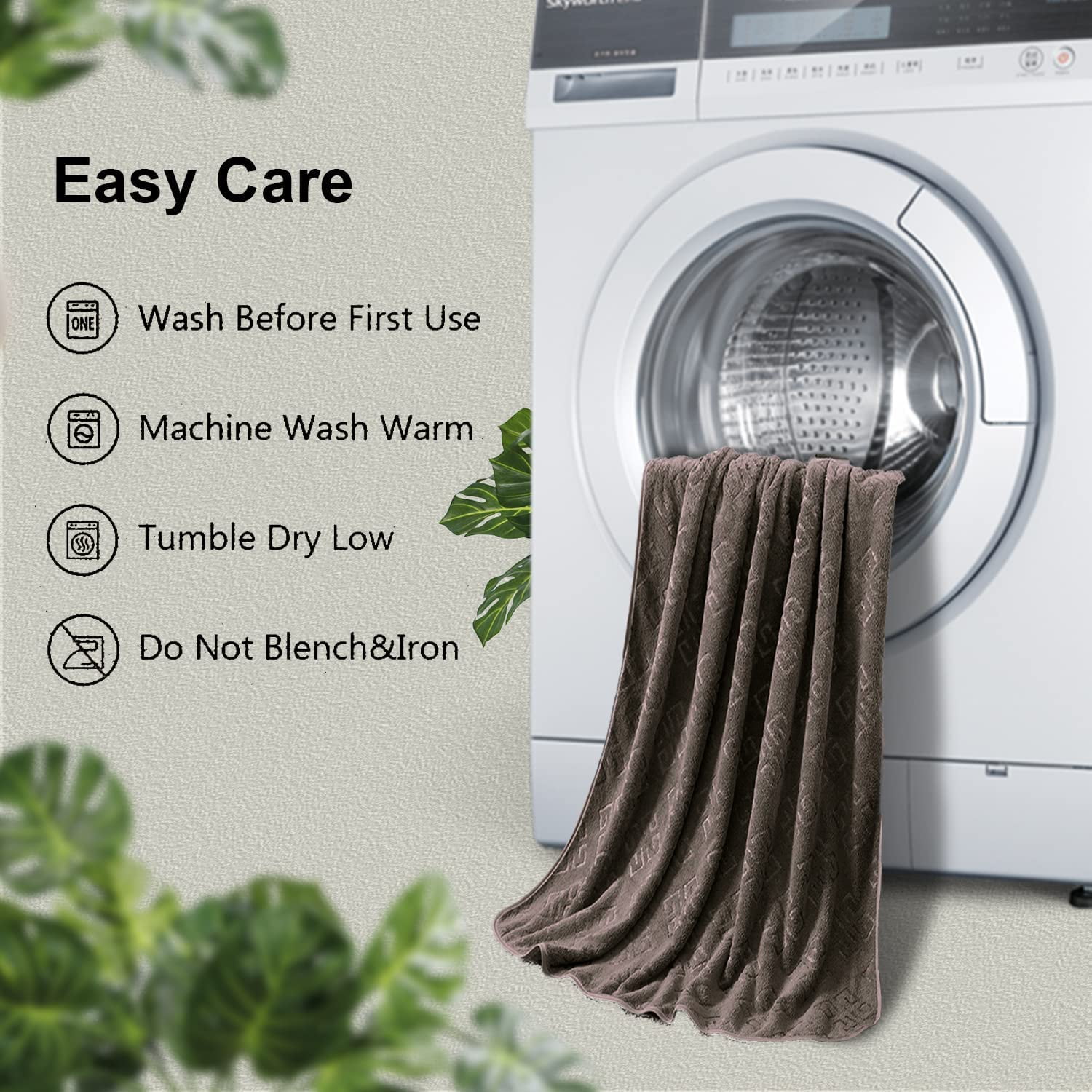 Jessy Home 4 Pack Bath Towels Brown Oversized Bath Sheet 35"x70"-600 GSM Soft Extra Large Bath Towel Set