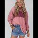 thumbnail image 4 of Blusas de Larga de Gran Tamaño, Moda 2025, Cuello Redondo, Informal, con Bloques de Color, para Mujer. Rosa L, 4 of 7