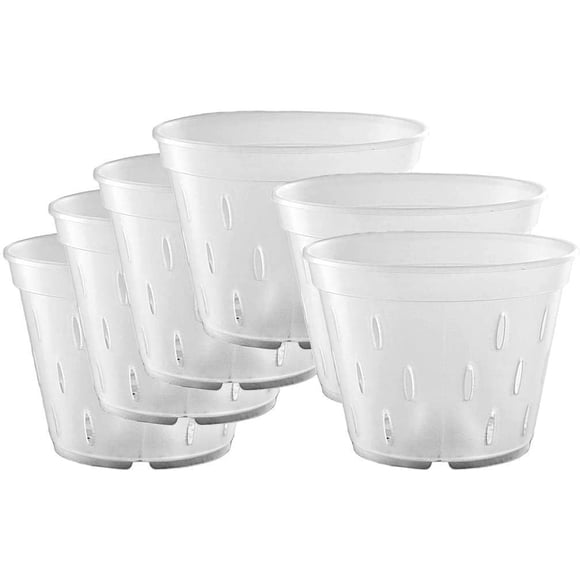 Orchid Pots with Holes, Clear Orchid Pots Plastic Planter Clear Flower Pot Indoor 7 Inch 10 Pack