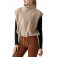 thumbnail image 3 of Chaleco Corto con Cremallera para Mujer, Abrigo Corto Cálido de Invierno Sin Mangas con Cuello Alto. Leche de Avena L, 3 of 9