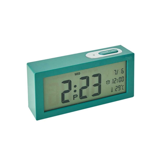 Bewildely Despertador eléctrico LCD con calendario Relojes de escritorio digitales Medidor de humedad Termómetro moderno a Electrodomésticos Verde negruzco Bewildely HA082672-04