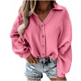 thumbnail image 1 of Cárdigan para mujer Casual Sólido con cuello en V Cárdigan Linterna Botones de manga larga Camisas Tops Odeerbi ODB-3, 1 of 9