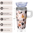 thumbnail image 3 of 20oz Chicken Print Tumbler with Handle Perfect Birthday Christmas Gift for Chicken Fans Women Men Insulated Travel Mug Fits Standard Cup Holders Comfortable Handle Wide Mouth for Ice Daily Use, 3 of 6