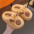 thumbnail image 2 of Floleo Kids' Cute Bear Fleece Slippers Toddlers Warm Lined House Shoes Boys Girls Non-Slip Indoor Slippers Cozy Fall Winter Home Footwear(Brown,2.5-3 Years), 2 of 9