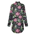 thumbnail image 4 of TQWQT Mock Turtle Necks Tops for Women Plus Size Floral Printed Tunic Top Long Sleeve Loose Fit Shirt Fall Turtleneck T Shirts Trendy Curved Hem Graphic Tee Hot Pink 2XL, 4 of 5