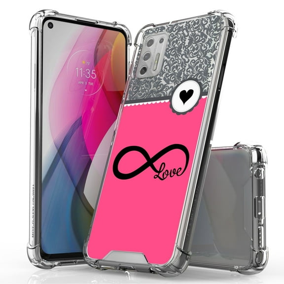 ANJ  Hybrid Slim Hard Back Cover Case Flexible Bumper for Motorola Moto G Stylus 2021 - Infinity Love