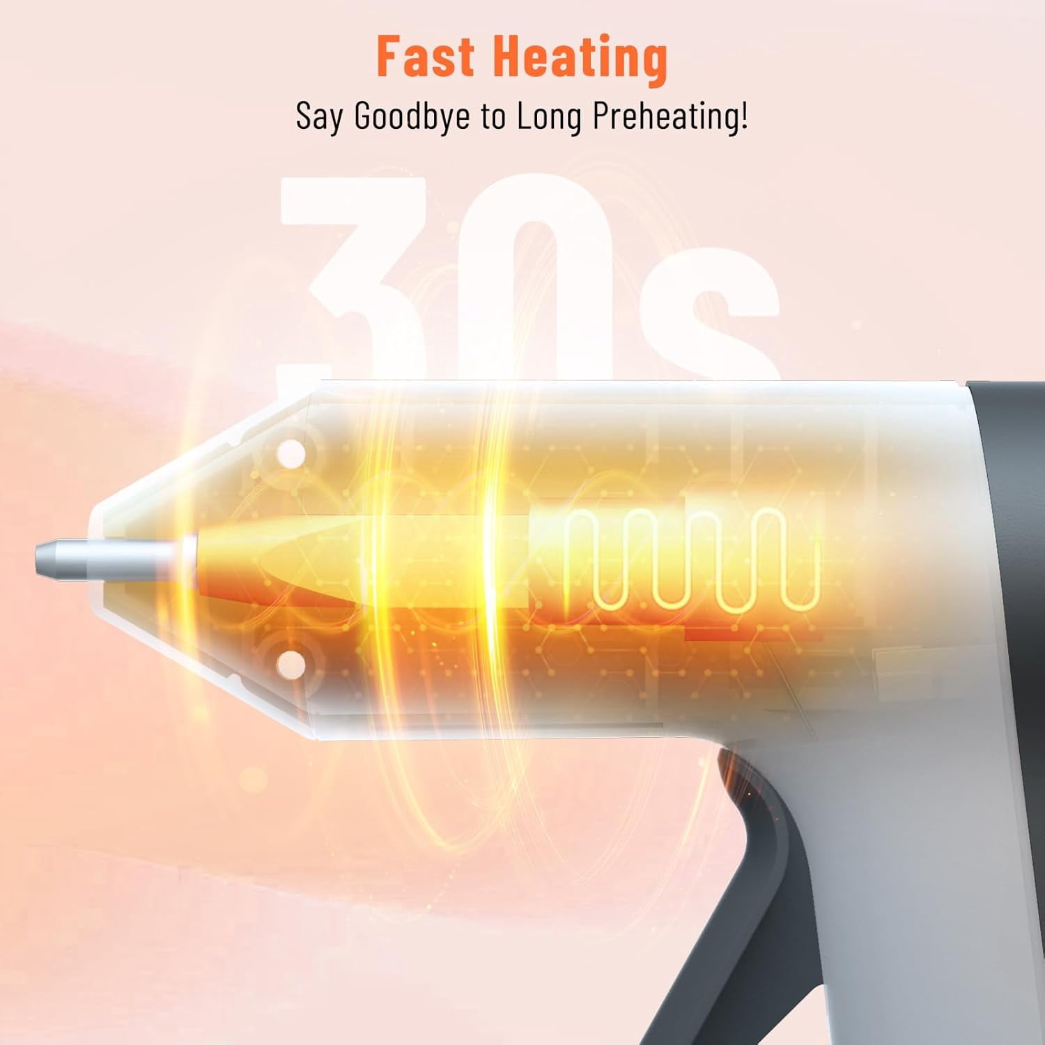 Cordless Hot Glue Gun Kit, 30s Fast Heating, 20 Glue Sticks, 2500mAh Rechargeable, Auto Shut-Off, Portable for DIY Crafts & Repairs, White