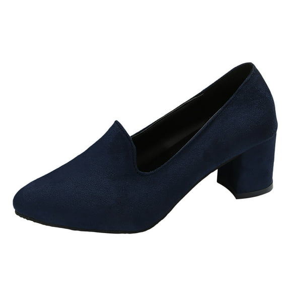 Xiaoxatg Women's Casual Shoes Ladies Suede Comfortable Breathable Thick Heeled Big Size Middle Heel Casual Footwear 8 Blue
