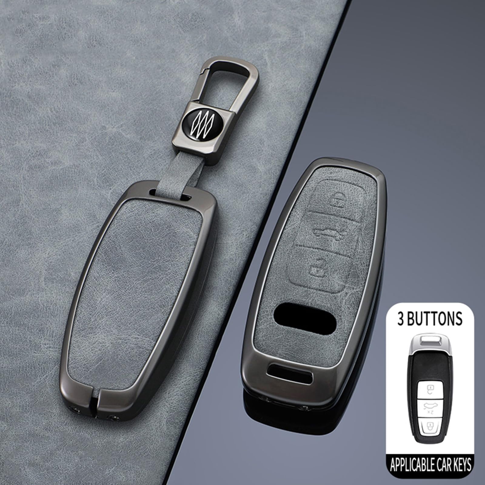 Zinc Alloy Metal Smart Remote Key Fob Case Cover Protector Holder Shell Compatible for Audi A6L A6 A7 A8 Q7 Q8 E-Tron 2018-2022 A3 S3 S6 SQ7 RS6 S7 RS7