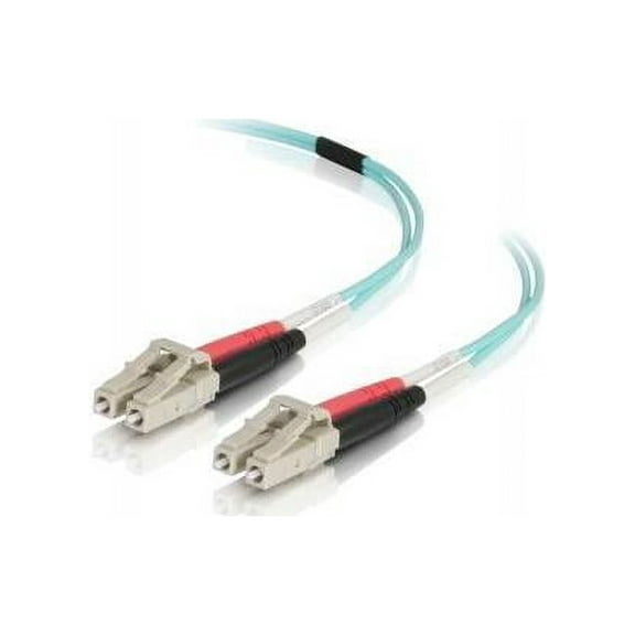 C2G 00997 OM4 Fiber Optic Cable - LC-LC 50/125 Duplex Multimode PVC Fiber Cable, Aqua (3.3 Feet, 1 Meter)