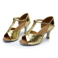 thumbnail image 2 of IUJSOY Womens Latin Dance Shoes Sparkly Open Toe T-Strap Ballroom Salsa Practice Dancing Low Heels, 2 of 9