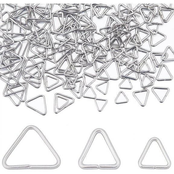 1 Box 300Pcs Triangle Open Hook Rings Stainless Steel Jump Rings Triangle Jump Ring Bulk Pinch Bails Connectors Linking Rings for Jewelry Making Accessories DIY Earrings Bracelet Necklace