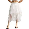 thumbnail image 3 of Womens Irregular Mesh Tulle Skirt High Waist Versatile Slimming Layered Tutu Skirt White S, 3 of 9