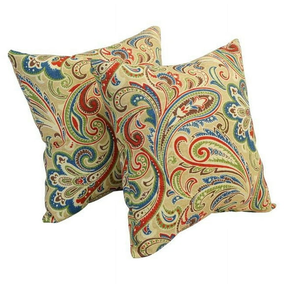 Blazing Needles 9910-S2-OD-132 17 in. Square Polyester Outdoor Throw Pillows, Casa Cabana - Set of 2