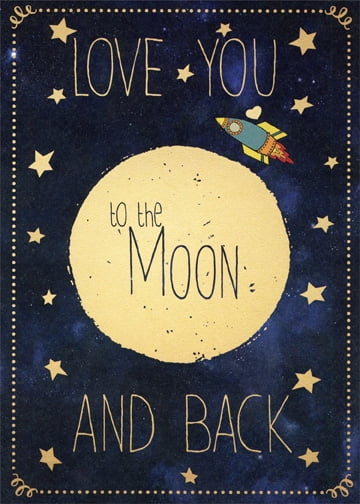 Tree-Free Greetings Moon and Back Romantic Birthday Card