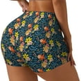 thumbnail image 2 of Kdxio Blue Floral Print Workout Shorts for Women Seamless Soft Smooth Gym Yoga Scrunch Active Shorts, 2 of 9